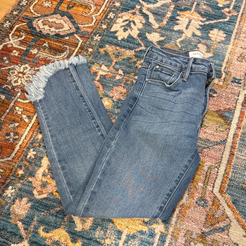 Just Black Denim with Fringe Bottoms
